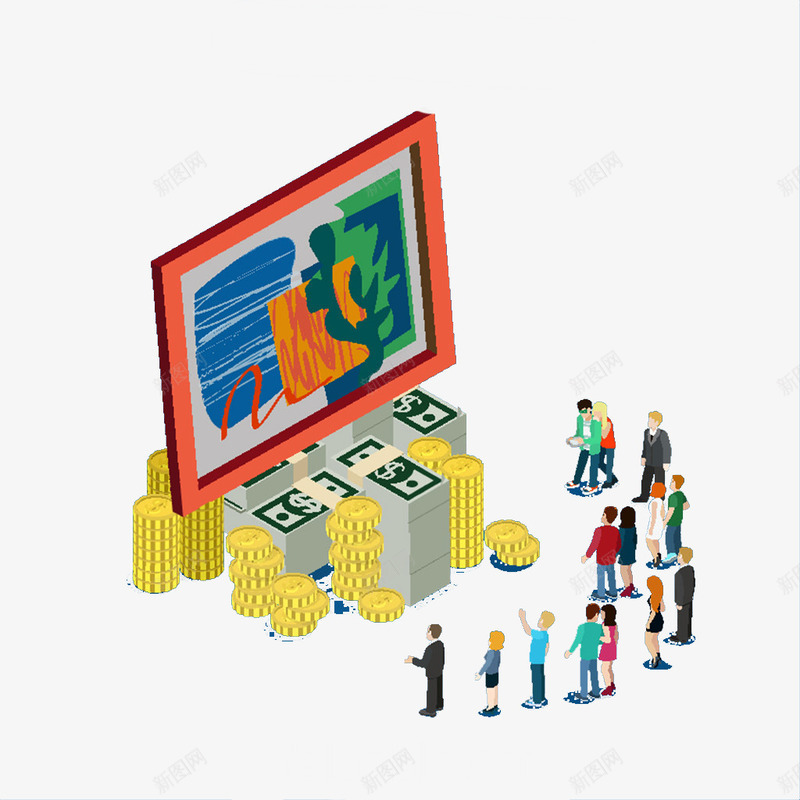 金钱小人png免抠素材_新图网 https://ixintu.com 彩色游戏机 投资 游戏机 炒股 电脑 股票 金钱 钞票