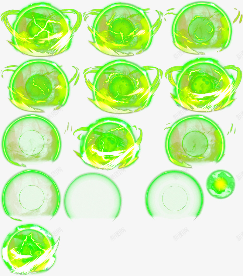 绿色爆炸动画合成png免抠素材_新图网 https://ixintu.com 一组 帧 序列帧动画 游戏 火焰 燃烧 环绕