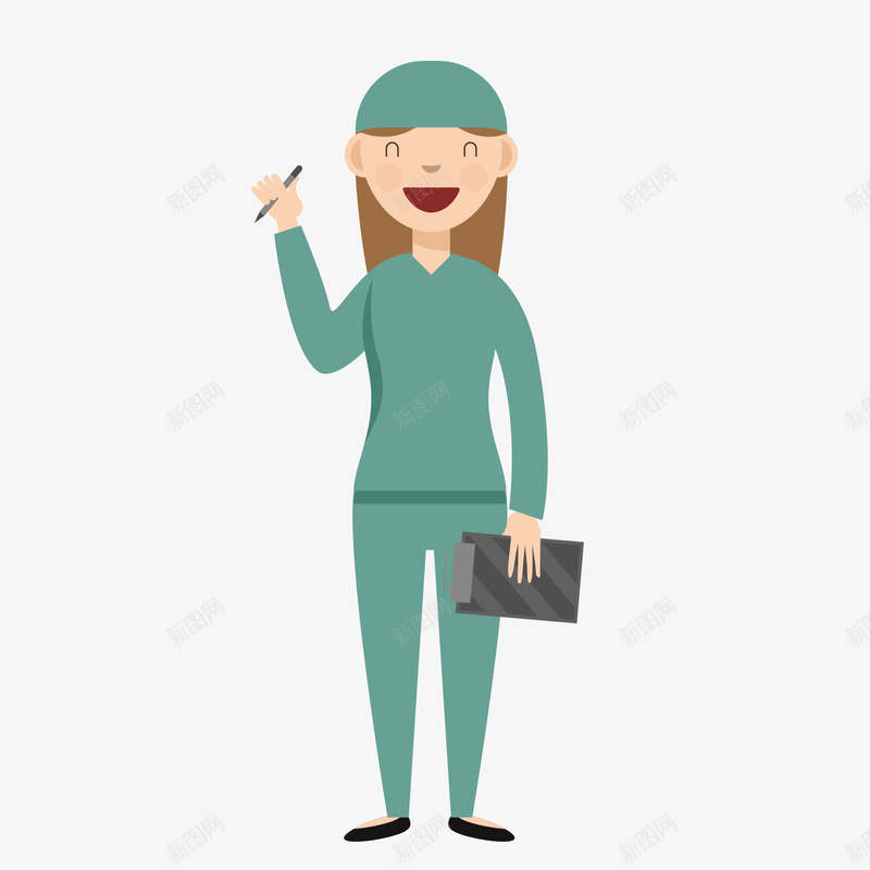 绿色微笑衣服女护士矢量图eps免抠素材_新图网 https://ixintu.com 人物 医生 医疗 卡通 图案 小清新 形象 简约 绿色衣服 职业 装饰 矢量图