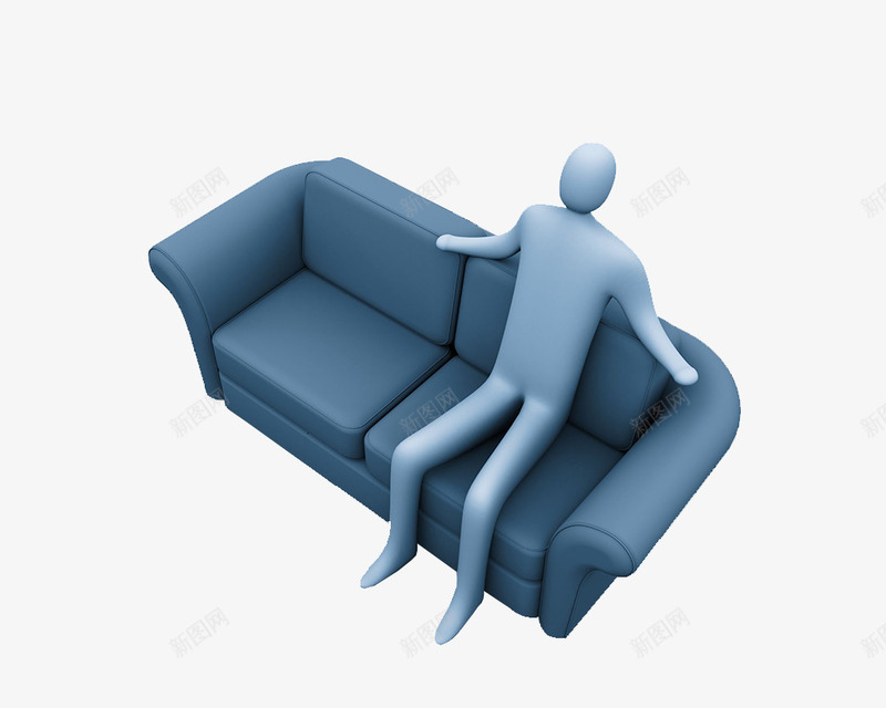 坐在沙发上仰视的立体蓝色小人png免抠素材_新图网 https://ixintu.com 仰视 商务面谈 坐在沙发上 立体蓝色小人 老板 谈判 领导