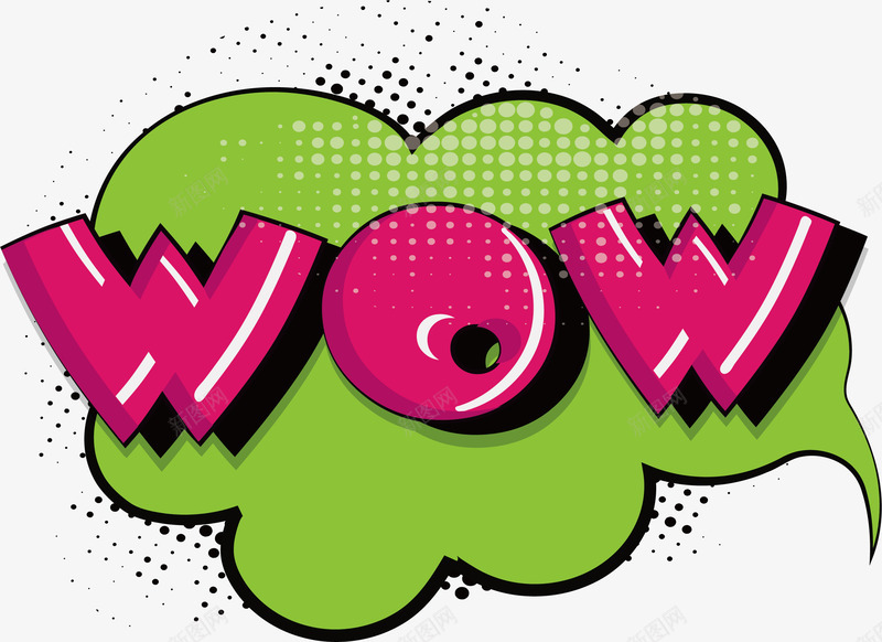 绿色爆炸贴png免抠素材_新图网 https://ixintu.com 哇哦 枚红色WOW 爆炸贴 矢量素材 绿色蘑菇贴