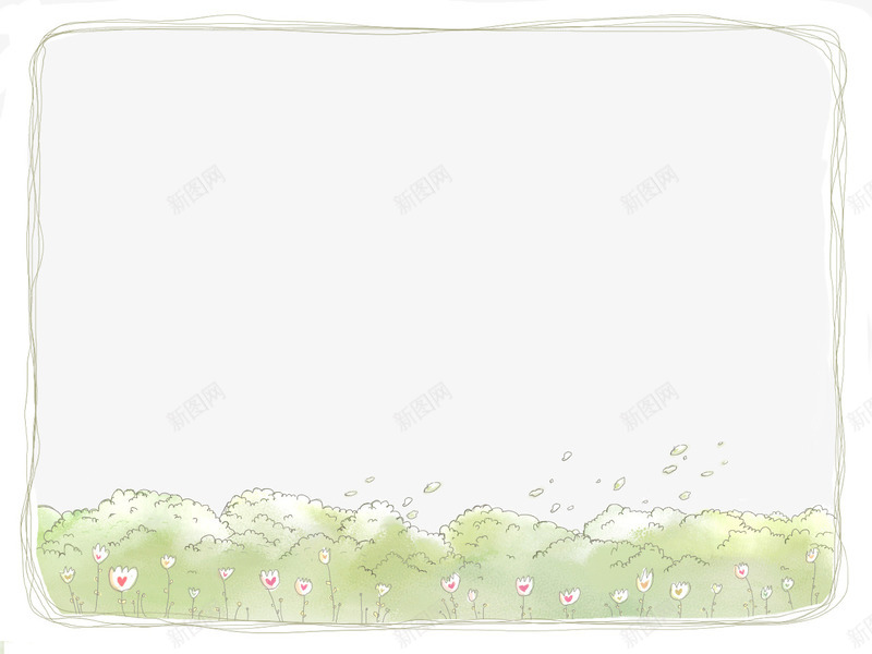 相框png免抠素材_新图网 https://ixintu.com 墙画 点缀 花草相框 草丛挂图