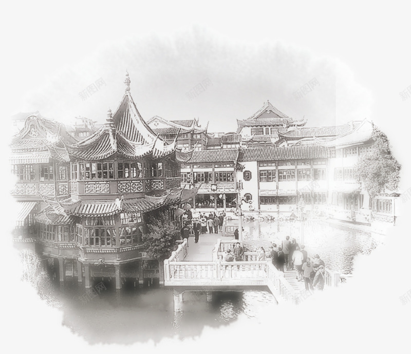 水墨亭台png免抠素材_新图网 https://ixintu.com 亭台 亭子 墨迹 建筑 水墨 黑色