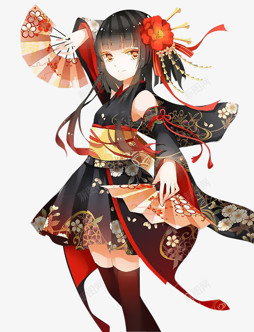卡通黑色衣服女孩png免抠素材_新图网 https://ixintu.com 卡通 图片 女孩 衣服 黑色