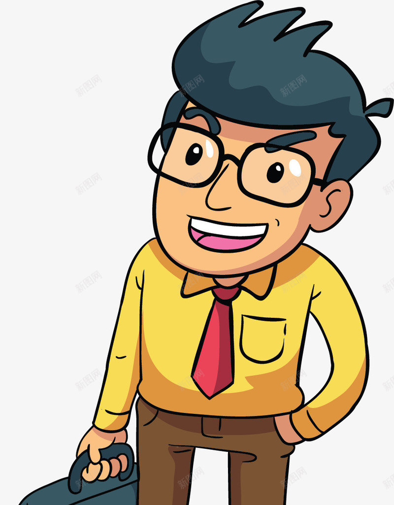 戴眼镜卡通销售员矢量图ai免抠素材_新图网 https://ixintu.com 业务员 商务小人 推销员 眼镜小人 矢量png 销售员 矢量图