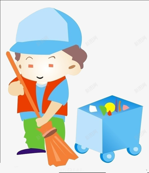 蓝衣服的扫地工人png免抠素材_新图网 https://ixintu.com 工人 扫地 担当 蓝衣服 装饰