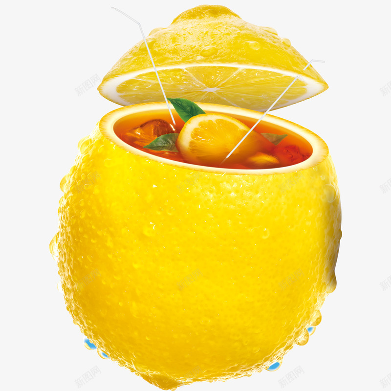 黄色柠檬茶广告png免抠素材_新图网 https://ixintu.com 新鲜的柠檬 柠檬 柠檬茶 柠檬饮料 真柠檬 黄柠檬