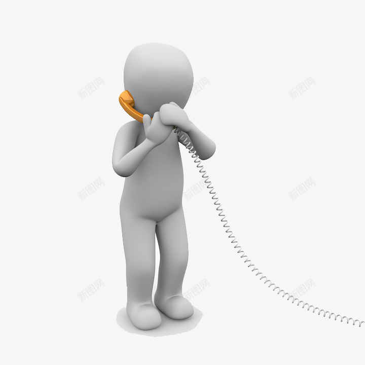 打电话的小人png免抠素材_新图网 https://ixintu.com 可爱小人 小人 座机 无脸小人 电话 电话线 白色小人 白色小人偶 金色电话