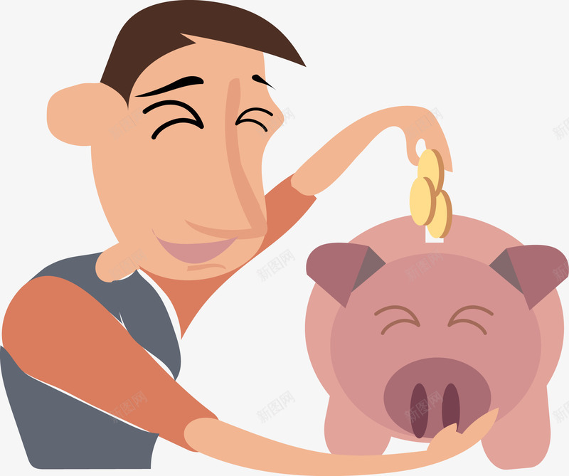 卡通商务人物png免抠素材_新图网 https://ixintu.com PPT 人物 卡通小人 商业 商务 存钱罐 插画