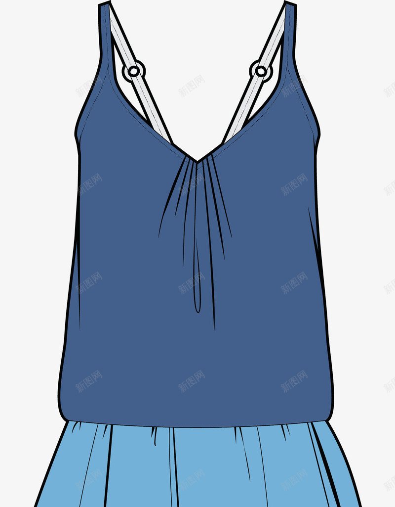 蓝色长裙图png免抠素材_新图网 https://ixintu.com 卡通服装 女装 服装 服饰 服饰图 矢量服装 短裙 衣服 裙子 配饰 长裙
