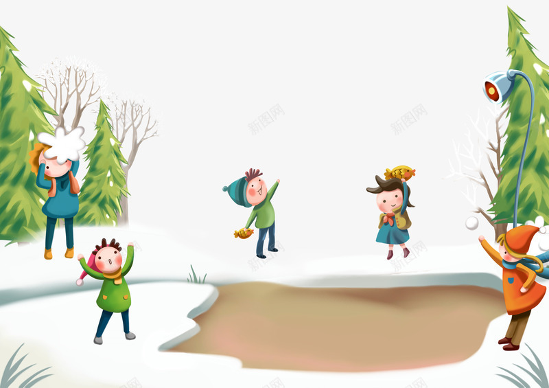 雪地玩耍psd免抠素材_新图网 https://ixintu.com 下雪天 小朋友 玩耍 雪 雪地