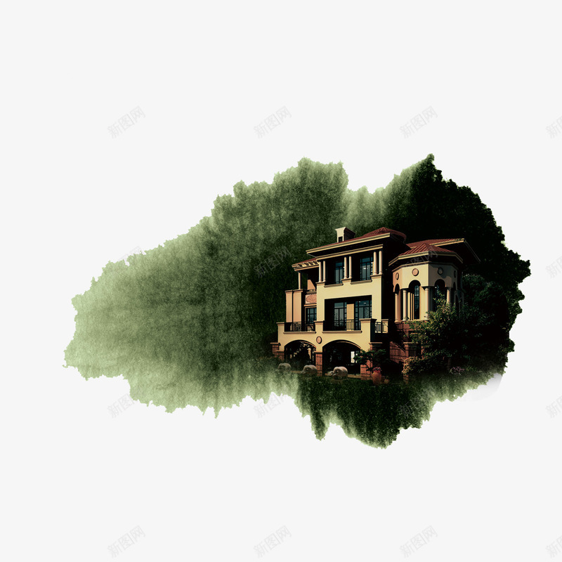 墨迹建筑png免抠素材_新图网 https://ixintu.com 墨迹 建筑 彩色 房地产 水墨画 海报装饰