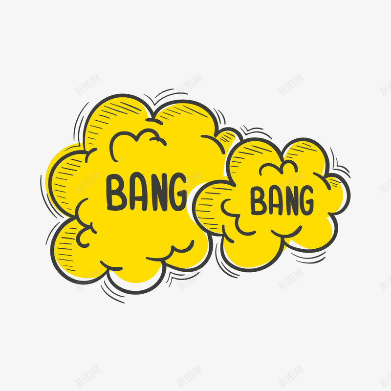 金色卡通爆炸牌矢量图eps免抠素材_新图网 https://ixintu.com BANG 漫画 烟雾 爆炸牌 金色 矢量图