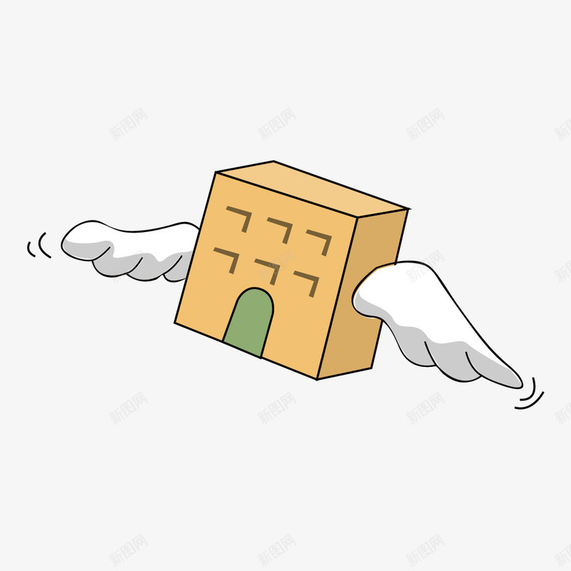 带翅膀的房子矢量图ai免抠素材_新图网 https://ixintu.com 房产 房子 翅膀 矢量图