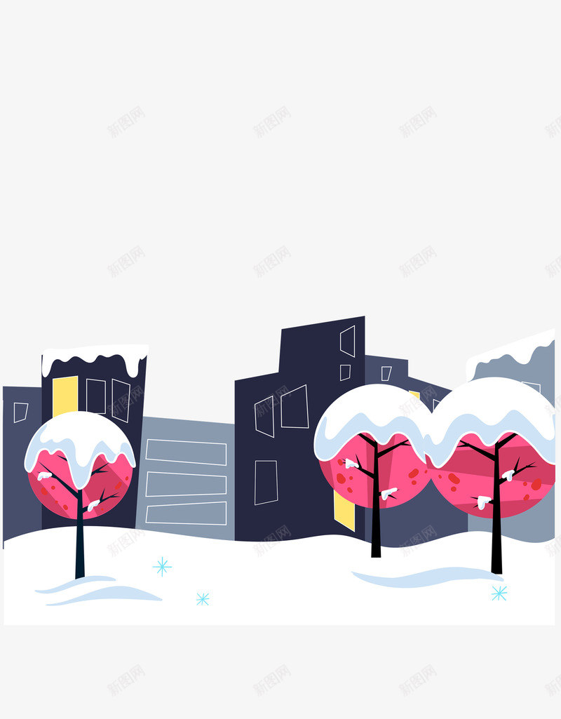 2018年台历装饰png免抠素材_新图网 https://ixintu.com 2018年台历 下雪 小树 彩色 手绘 装饰