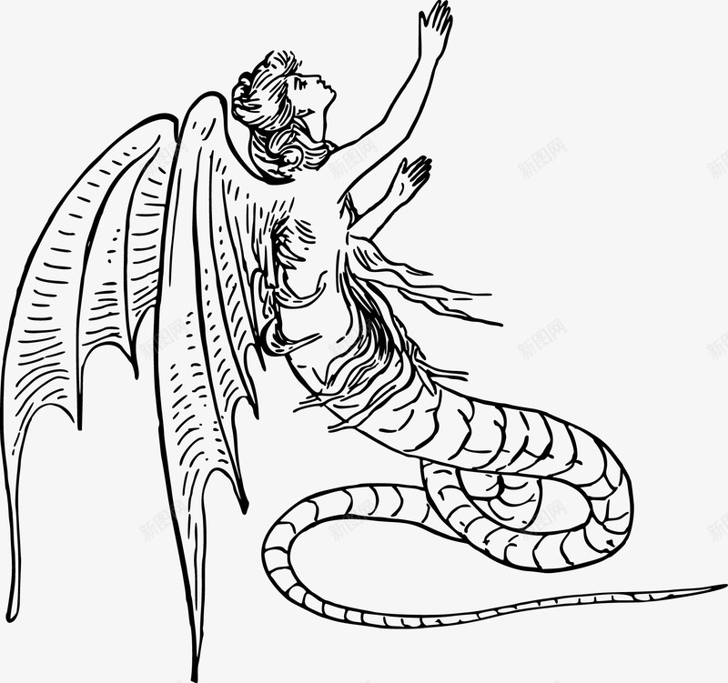 兽人png免抠素材_新图网 https://ixintu.com 免费矢量下载 兽人 复古 尾巴 手绘 插画 翅膀