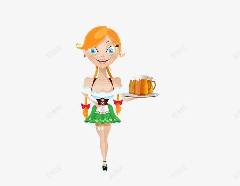卡通女服务员png免抠素材_新图网 https://ixintu.com 卡通 啤酒 女生 服务员 素材 职业