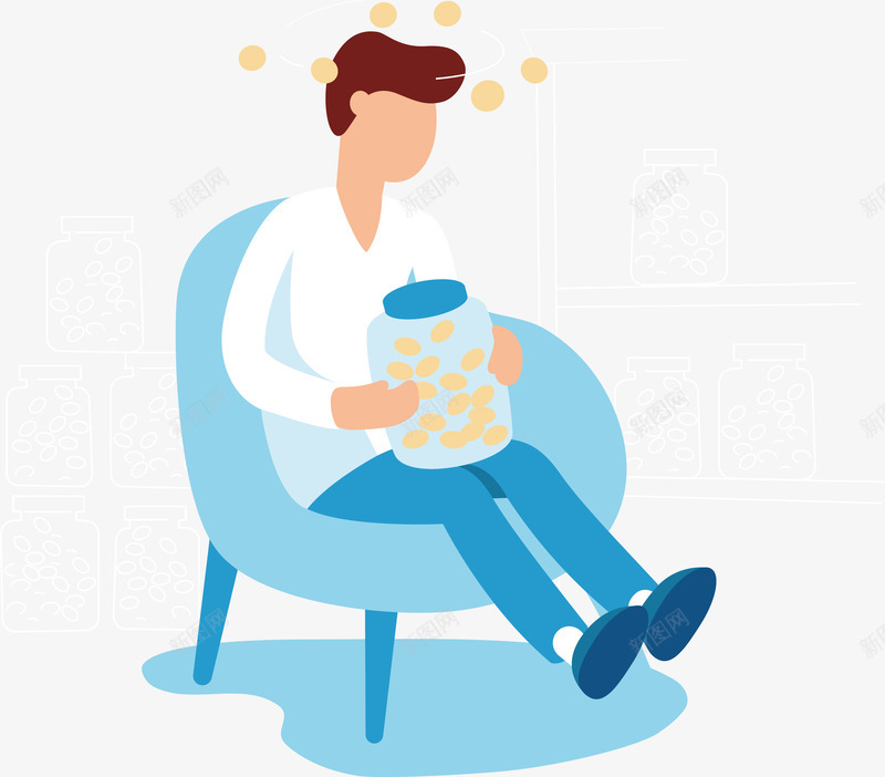 一个抱着瓶子的人矢量图eps免抠素材_新图网 https://ixintu.com 一个人png 一个人下载 一个人矢量图 坐着的人 白衣服的人 矢量图