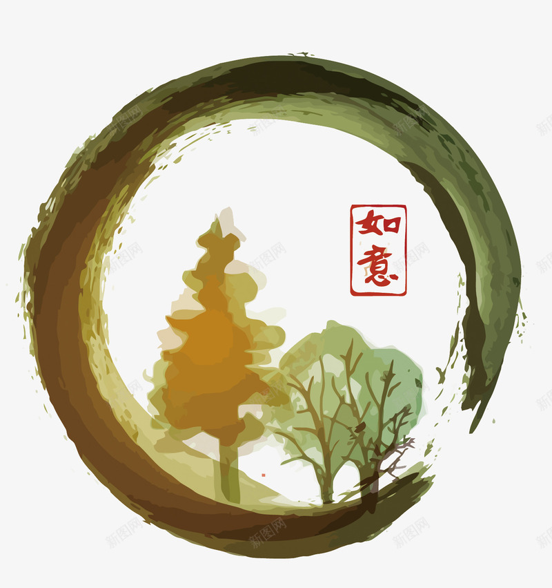 中国风水墨画矢量图eps免抠素材_新图网 https://ixintu.com 中国风 卡通 墨迹PNG矢量图 手绘 树免扣PNG图 水墨矢量 矢量图