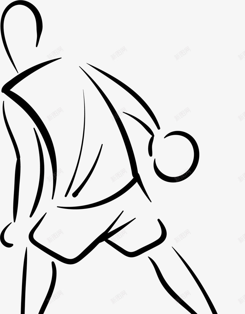 黑色手绘篮球运动员图标png_新图网 https://ixintu.com 体育 打篮球 球类运动 球赛 竞技 篮球运动员 线条小人 锻炼