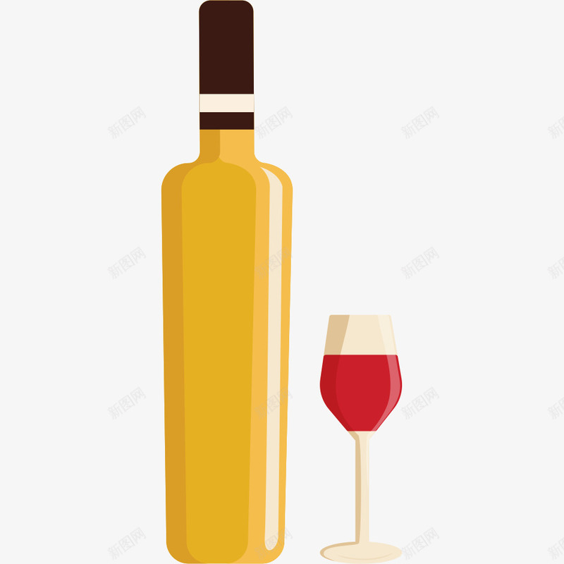 红酒和酒杯png免抠素材_新图网 https://ixintu.com 喝酒 手绘卡通酒瓶 杯子 玻璃杯 红酒 葡萄酒 高脚杯