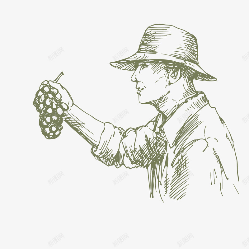 手拿葡萄的工人矢量图ai免抠素材_新图网 https://ixintu.com 卡通提子 卡通葡萄 手 手绘葡萄 手绘食物 水果设计 矢量图 葡萄采摘
