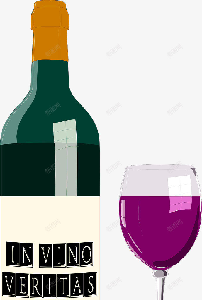 红酒饮品png免抠素材_新图网 https://ixintu.com 红酒酒瓶 葡萄酒 长脚杯