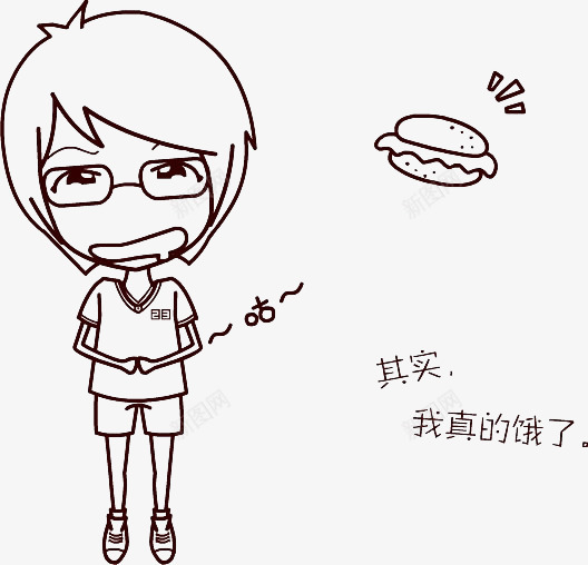 汉堡图png免抠素材_新图网 https://ixintu.com 卡通 小人 平面设计 手绘 手绘图案 汉堡 线条图 网页设计 饿了