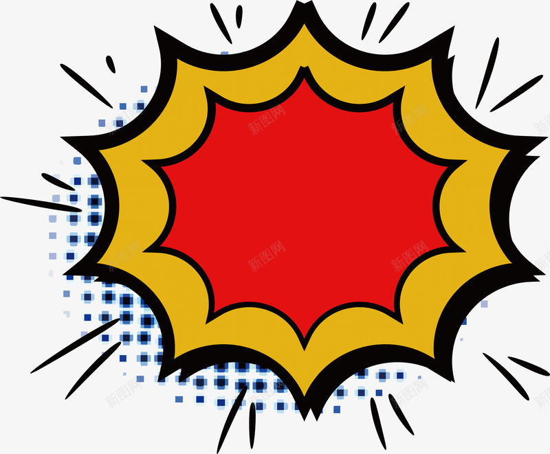 红黄色爆炸贴png免抠素材_新图网 https://ixintu.com 促销爆炸贴 爆炸 爆炸贴 矢量png 红黄色 蓝色波点