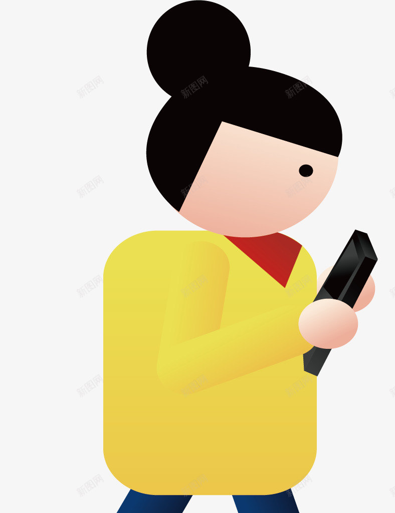 玩手机的女生矢量图ai免抠素材_新图网 https://ixintu.com 低头族 卡通手绘 女孩 玩手机 黄色衣服 矢量图
