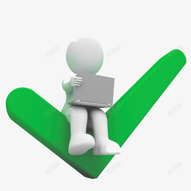 PPT图标psd_新图网 https://ixintu.com PPT实用 对的符号 小人 打对号 绿色对号