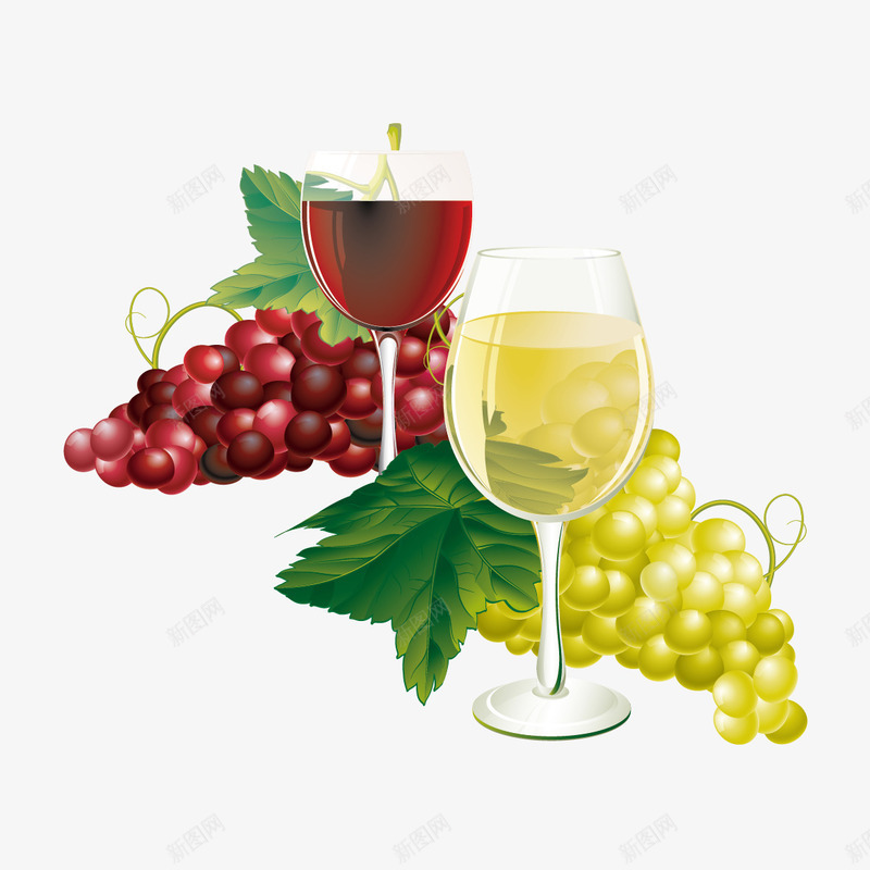 葡萄和美酒矢量图ai免抠素材_新图网 https://ixintu.com 葡萄 葡萄酒 酒 矢量图