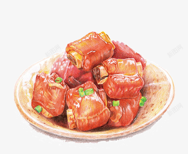 手绘排骨png免抠素材_新图网 https://ixintu.com 手绘 手绘排骨 排骨 肉 食品
