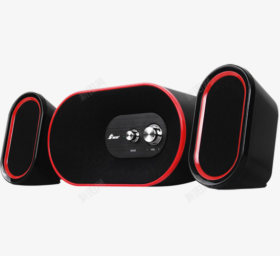 迷你音响上的银色按钮png免抠素材_新图网 https://ixintu.com 产品实物 红色边框 迷你 银色按钮 音响 音响设备 黑色
