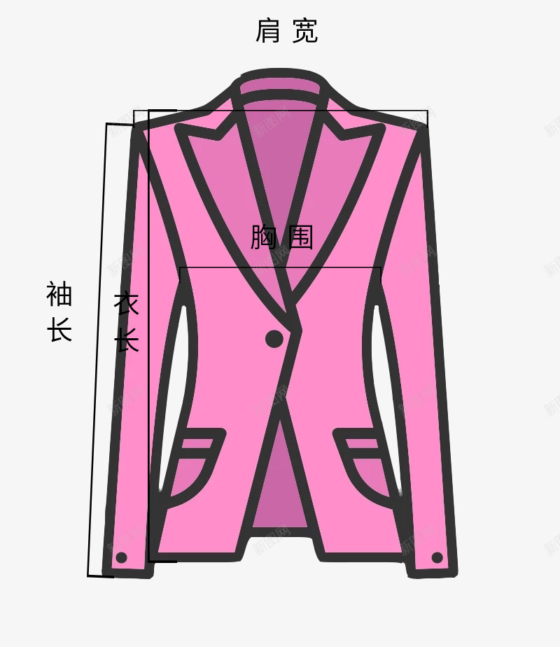 紫色西装测量图png免抠素材_新图网 https://ixintu.com 女士 手绘 测量图 紫色 衣服测量图 西装