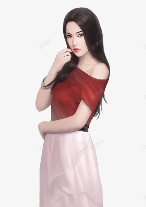 红色衣服美女装饰png免抠素材_新图网 https://ixintu.com 红色 美女 衣服 装饰