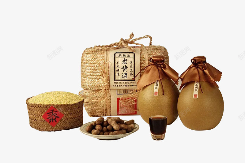 实物老黄酒小米煮花生png免抠素材_新图网 https://ixintu.com 下酒菜 产品实物 小米 摄影 煮花生 老黄酒 酒杯 黍