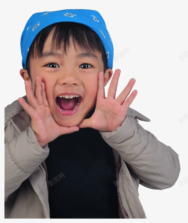 戴头巾的小孩png免抠素材_新图网 https://ixintu.com 元素 可爱 呐喊的人 衣服 设计