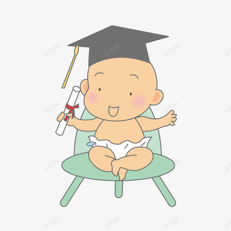 婴儿矢量图ai免抠素材_新图网 https://ixintu.com 儿童 博士帽 可爱 婴儿 宝宝 矢量图