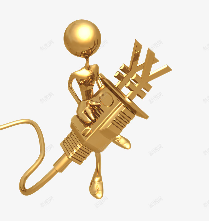 金融商业小人图标png_新图网 https://ixintu.com 动作 插头 符号 金色