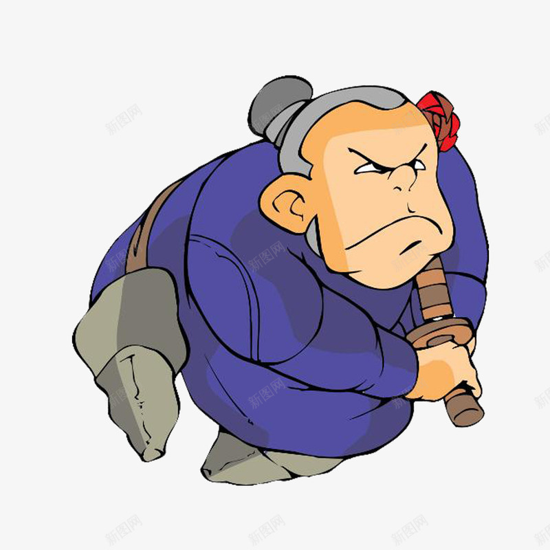 拿刀的强盗卡通形象psd免抠素材_新图网 https://ixintu.com 卡通 强盗 拿刀 蓝色衣服
