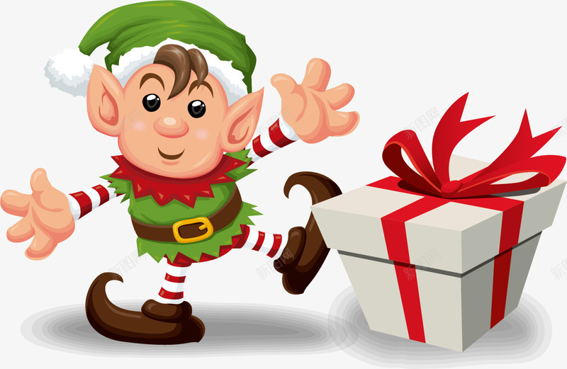 圣诞节小精灵和礼物png免抠素材_新图网 https://ixintu.com Christma Christmas Merry 圣诞快乐 圣诞节 小精灵 礼品 礼物 精灵耳朵