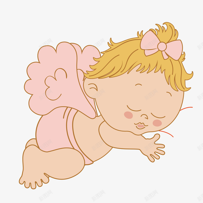 手绘卡通可爱小天使png免抠素材_新图网 https://ixintu.com 婴儿 婴儿产品包装 小天使 幼儿 睡觉小天使 翅膀