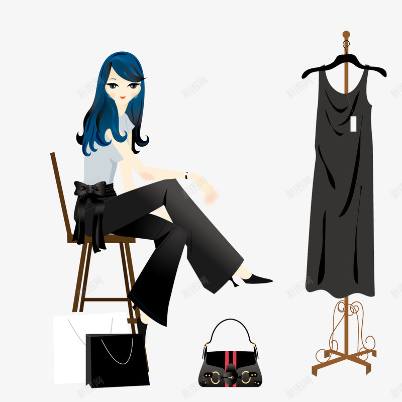 卖衣服的女孩矢量图ai免抠素材_新图网 https://ixintu.com 售货员 女孩 衣服 矢量图