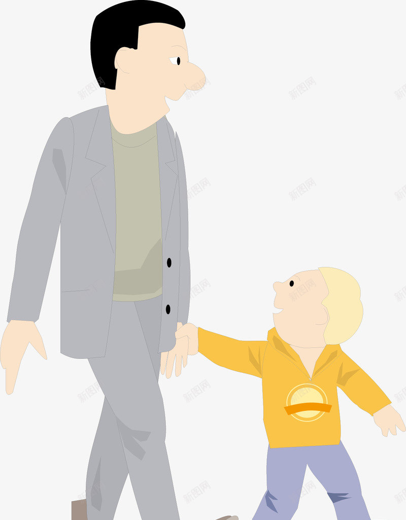 爸爸和儿子行走矢量图ai免抠素材_新图网 https://ixintu.com 人物行走 人物行走矢量图 安全行走 爸爸和儿子行走 行走图 行走的卡通人 行走的小人 矢量图