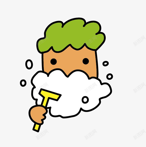 卡通小人刮胡子png免抠素材_新图网 https://ixintu.com 刮胡子 刮胡泡泡 卡通小人 可爱小人 整理仪容