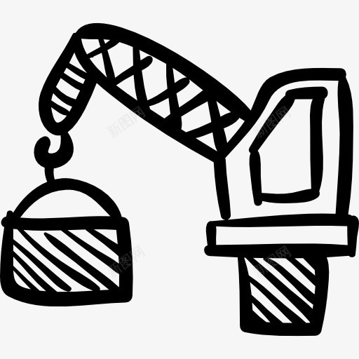 工程起重机的手绘工具图标png_新图网 https://ixintu.com 交通运输 工具 建筑 手绘 手绘施工 机 机械 起重机 运输