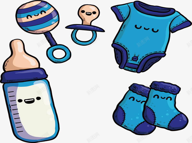 妇幼保健商店png免抠素材_新图网 https://ixintu.com 可爱卡通 奶瓶 妇幼保健 婴儿商品 衣服
