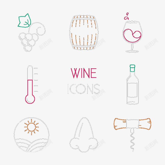 线描葡萄图标png_新图网 https://ixintu.com 图形标识 标志图标 葡萄酒图标