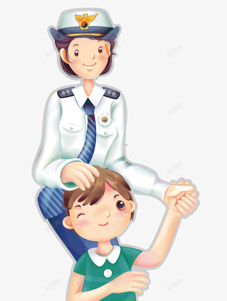 卡通白色警察图案矢量图ai免抠素材_新图网 https://ixintu.com 卡通 卡通图案 工作服 白色的帽子 白色的衣服 蓝色的领结 矢量图